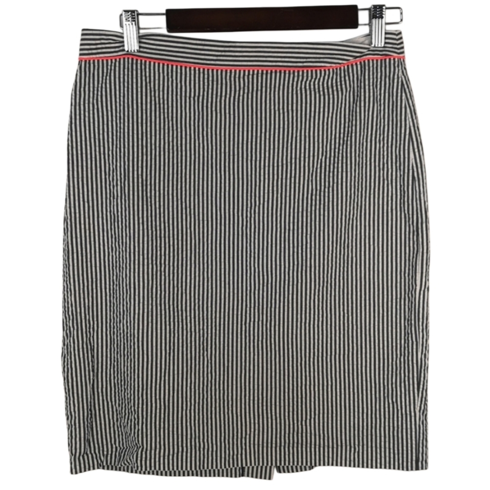 J crew Women's Size 6 Black White Stripe Pencil Skirt 100%‎ Cotton